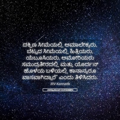 Picture 05 - ಅರಣ್ಯಕಾಂಡ 13:29 KANIRV - ದಕ್ಷಿಣ ಸೀಮೆಯಲ್ಲಿ - Bible Verse Picture
