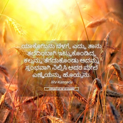 Picture 05 - ಆದಿಕಾಂಡ 28:18 KANIRV - ಯಾಕೋಬನು ಬೆಳಗ್ಗೆ - Bible Verse Picture