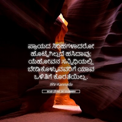 Picture 05 - ಕೀರ್ತನೆಗಳು 34:10 KANIRV - ಪ್ರಾಯದ ಸಿಂಹಗಳಾದರೋ - Bible Verse Picture