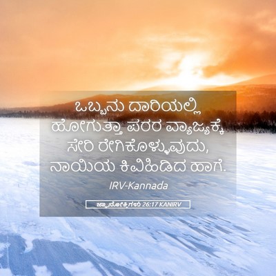 Picture 05 - ಜ್ಞಾನೋಕ್ತಿಗಳು 26:17 KANIRV - ಒಬ್ಬನು ದಾರಿಯಲ್ಲಿ - Bible Verse Picture