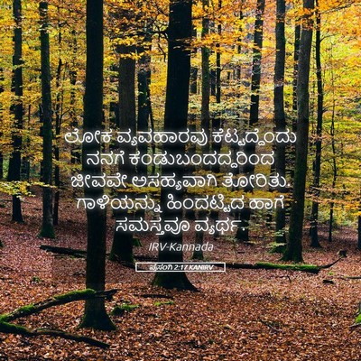 Picture 05 - ಪ್ರಸಂಗಿ 2:17 KANIRV - ಲೋಕ ವ್ಯವಹಾರವು - Bible Verse Picture