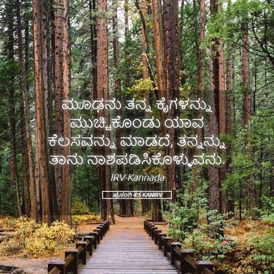 Picture 05 - ಪ್ರಸಂಗಿ 4:5 KANIRV - ಮೂಢನು ತನ್ನ - Bible Verse Picture