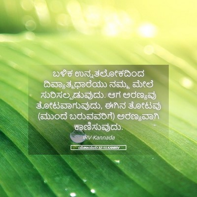 Picture 05 - ಯೆಶಾಯನು 32:15 KANIRV - ಬಳಿಕ ಉನ್ನತಲೋಕದಿಂದ - Bible Verse Picture