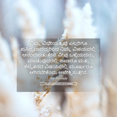 Picture 05 - ರೋಮಾಪುರದವರಿಗೆ 16:19 KANIRV - ನಿಮ್ಮ ವಿಧೇಯತ್ವವು - Bible Verse Picture