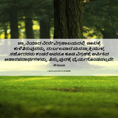 Picture 06 - 1 ಕೊರಿಂಥದವರಿಗೆ 8:10 KANIRV - ಜ್ಞಾನಿಯಾದ ನೀನೇ - Bible Verse Picture