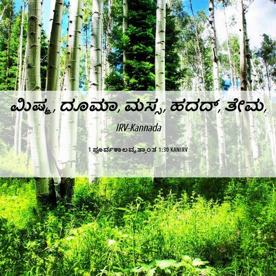 Picture 06 - 1 ಪೂರ್ವಕಾಲವೃತ್ತಾಂತ 1:30 KANIRV - ಮಿಷ್ಮ, ದೂಮಾ, ಮಸ್ಸ, - Bible Verse Picture