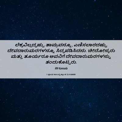 Picture 06 - 1 ಪೂರ್ವಕಾಲವೃತ್ತಾಂತ 22:4 KANIRV -  - Bible Verse Picture