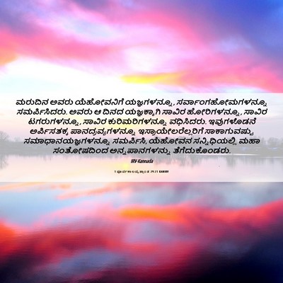Picture 06 - 1 ಪೂರ್ವಕಾಲವೃತ್ತಾಂತ 29:21 KANIRV - ಮರುದಿನ ಅವರು - Bible Verse Picture