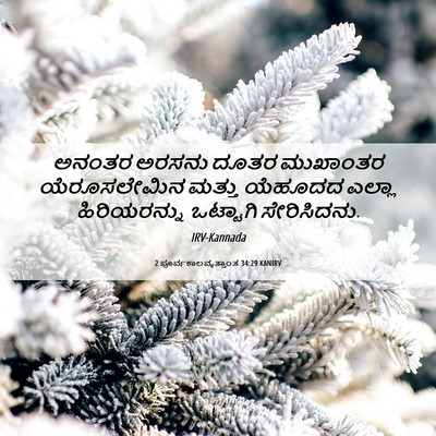 Picture 06 - 2 ಪೂರ್ವಕಾಲವೃತ್ತಾಂತ 34:29 KANIRV - ಅನಂತರ ಅರಸನು ದೂತರ - Bible Verse Picture