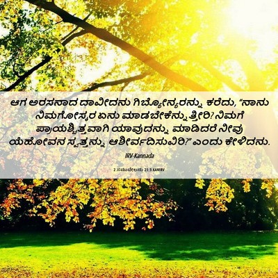 Picture 06 - 2 ಸಮುವೇಲನು 21:3 KANIRV - ಆಗ ಅರಸನಾದ ದಾವೀದನು - Bible Verse Picture