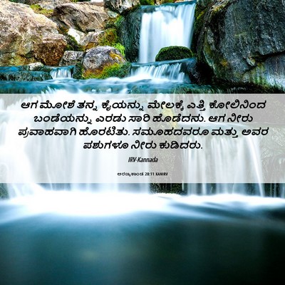 Picture 06 - ಅರಣ್ಯಕಾಂಡ 20:11 KANIRV - ಆಗ ಮೋಶೆ ತನ್ನ - Bible Verse Picture
