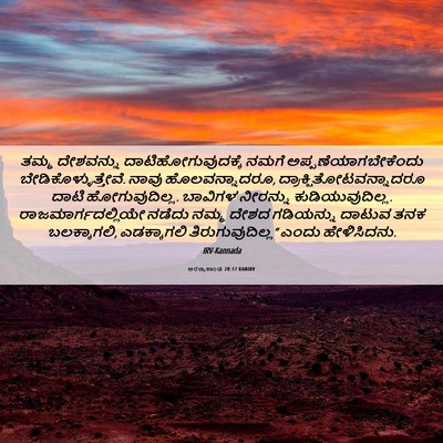 Picture 06 - ಅರಣ್ಯಕಾಂಡ 20:17 KANIRV - ತಮ್ಮ ದೇಶವನ್ನು - Bible Verse Picture