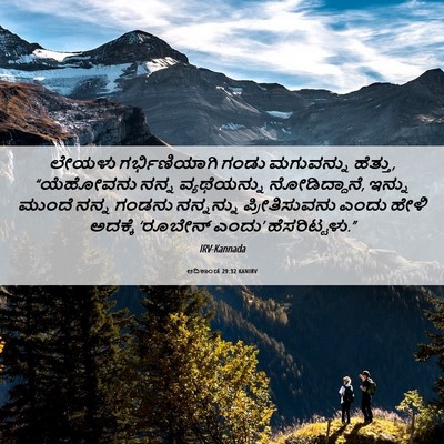 Picture 06 - ಆದಿಕಾಂಡ 29:32 KANIRV - ಲೇಯಳು ಗರ್ಭಿಣಿಯಾಗಿ - Bible Verse Picture