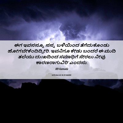 Picture 06 - ಆದಿಕಾಂಡ 44:29 KANIRV - ಈಗ ಇವನನ್ನೂ ನನ್ನ - Bible Verse Picture