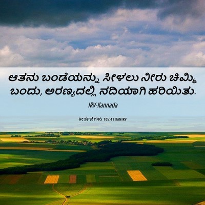 Picture 06 - ಕೀರ್ತನೆಗಳು 105:41 KANIRV - ಆತನು ಬಂಡೆಯನ್ನು - Bible Verse Picture