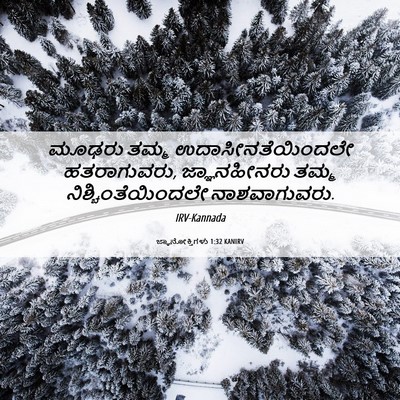 Picture 06 - ಜ್ಞಾನೋಕ್ತಿಗಳು 1:32 KANIRV - ಮೂಢರು ತಮ್ಮ - Bible Verse Picture