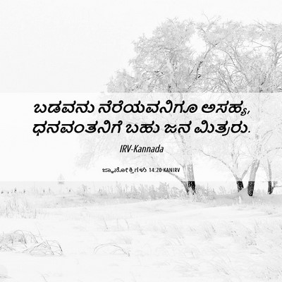 Picture 06 - ಜ್ಞಾನೋಕ್ತಿಗಳು 14:20 KANIRV - ಬಡವನು ನೆರೆಯವನಿಗೂ - Bible Verse Picture