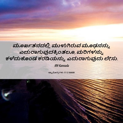 Picture 06 - ಜ್ಞಾನೋಕ್ತಿಗಳು 17:12 KANIRV - ಮೂರ್ಖತನದಲ್ಲಿ - Bible Verse Picture