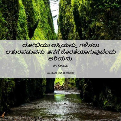 Picture 06 - ಜ್ಞಾನೋಕ್ತಿಗಳು 28:22 KANIRV - ಲೋಭಿಯು ಆಸ್ತಿಯನ್ನು - Bible Verse Picture