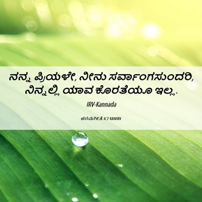 Picture 06 - ಪರಮಗೀತೆ 4:7 KANIRV - ನನ್ನ ಪ್ರಿಯಳೇ, ನೀನು - Bible Verse Picture
