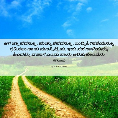 Picture 06 - ಪ್ರಸಂಗಿ 1:17 KANIRV - ಆಗ ಜ್ಞಾನವನ್ನೂ, - Bible Verse Picture