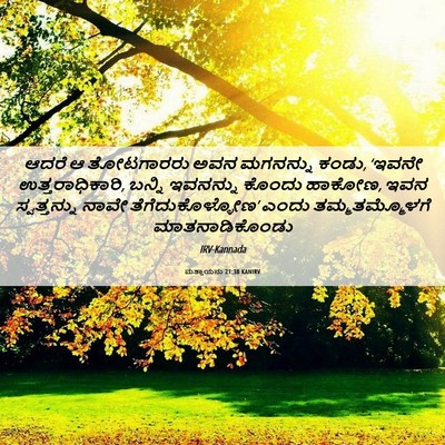 Picture 06 - ಮತ್ತಾಯನು 21:38 KANIRV - ಆದರೆ ಆ ತೋಟಗಾರರು - Bible Verse Picture