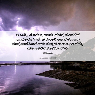 Picture 06 - ಯಾಜಕಕಾಂಡ 13:49 KANIRV - ಆ ಬಟ್ಟೆ, ತೊಗಲು, - Bible Verse Picture