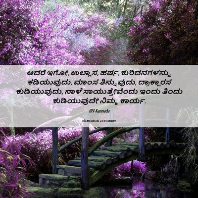 Picture 06 - ಯೆಶಾಯನು 22:13 KANIRV - ಆದರೆ ಇಗೋ, ಉಲ್ಲಾಸ, - Bible Verse Picture