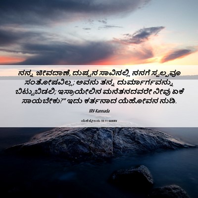 Picture 06 - ಯೆಹೆಜ್ಕೇಲನು 33:11 KANIRV - ನನ್ನ ಜೀವದಾಣೆ, - Bible Verse Picture