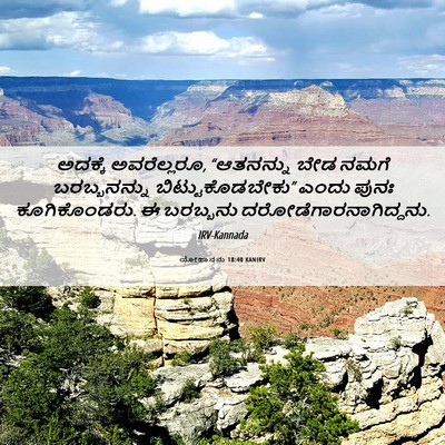 Picture 06 - ಯೋಹಾನನು 18:40 KANIRV - ಅದಕ್ಕೆ ಅವರೆಲ್ಲರೂ, - Bible Verse Picture