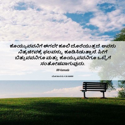Picture 06 - ಯೋಹಾನನು 4:36 KANIRV - ಕೊಯ್ಯುವವನಿಗೆ ಈಗಲೇ - Bible Verse Picture