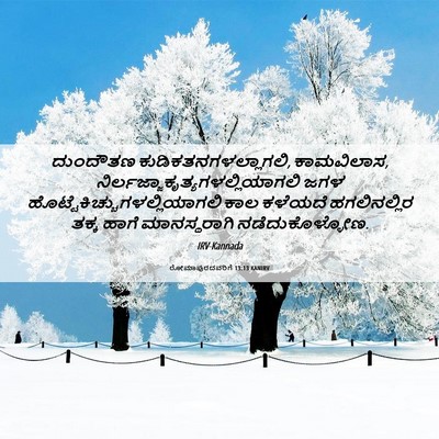 Picture 06 - ರೋಮಾಪುರದವರಿಗೆ 13:13 KANIRV - ದುಂದೌತಣ - Bible Verse Picture
