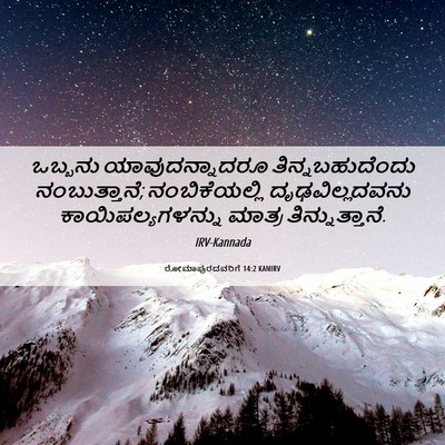 Picture 06 - ರೋಮಾಪುರದವರಿಗೆ 14:2 KANIRV - ಒಬ್ಬನು - Bible Verse Picture
