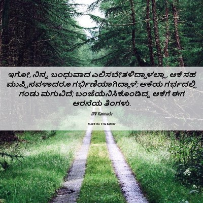 Picture 06 - ಲೂಕನು 1:36 KANIRV - ಇಗೋ, ನಿನ್ನ ಬಂಧುವಾದ - Bible Verse Picture