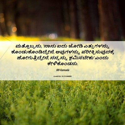 Picture 06 - ಲೂಕನು 14:19 KANIRV - ಮತ್ತೊಬ್ಬನು, ‘ನಾನು - Bible Verse Picture