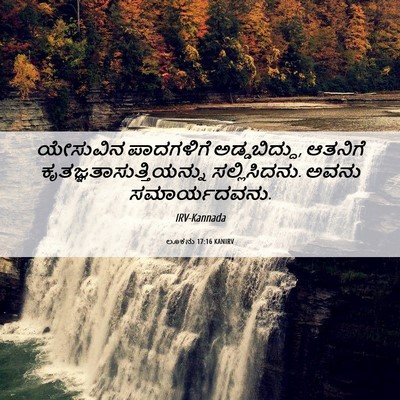 Picture 06 - ಲೂಕನು 17:16 KANIRV - ಯೇಸುವಿನ ಪಾದಗಳಿಗೆ - Bible Verse Picture