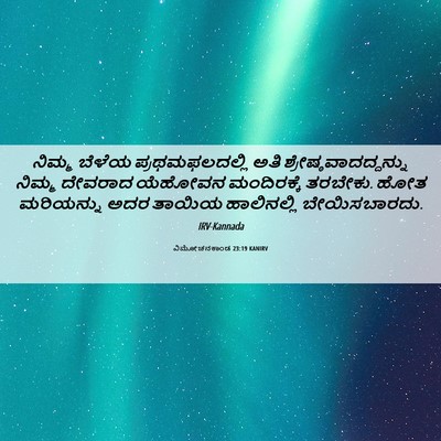 Picture 06 - ವಿಮೋಚನಕಾಂಡ 23:19 KANIRV - ನಿಮ್ಮ ಬೆಳೆಯ - Bible Verse Picture