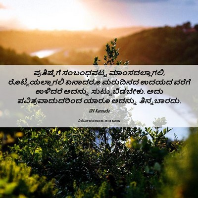 Picture 06 - ವಿಮೋಚನಕಾಂಡ 29:34 KANIRV - ಪ್ರತಿಷ್ಠೆಗೆ - Bible Verse Picture