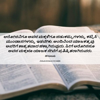 Picture 06 - ವಿಮೋಚನಕಾಂಡ 29:9 KANIRV - ಆರೋನನಿಗೂ ಅವನ - Bible Verse Picture