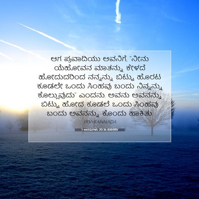 Picture 07 - 1 ಅರಸುಗಳು 20:36 KANIRV - ಆಗ ಪ್ರವಾದಿಯು - Bible Verse Picture