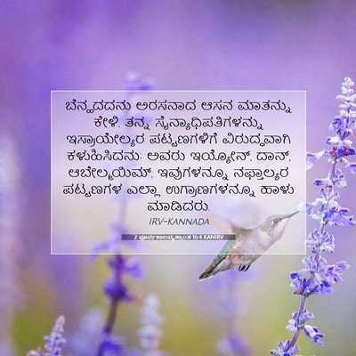 Picture 07 - 2 ಪೂರ್ವಕಾಲವೃತ್ತಾಂತ 16:4 KANIRV - ಬೆನ್ಹದದನು ಅರಸನಾದ - Bible Verse Picture