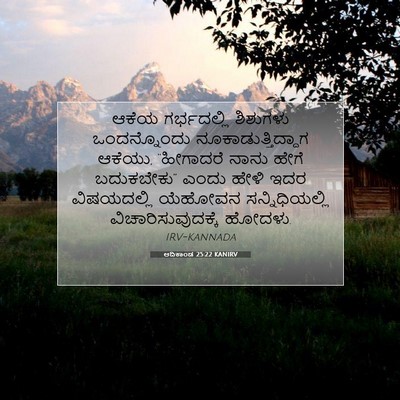 Picture 07 - ಆದಿಕಾಂಡ 25:22 KANIRV - ಆಕೆಯ ಗರ್ಭದಲ್ಲಿ - Bible Verse Picture