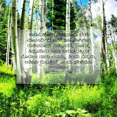 Picture 07 - ಆದಿಕಾಂಡ 27:4 KANIRV - ಕಾಡಿಗೆ ಹೋಗಿ - Bible Verse Picture