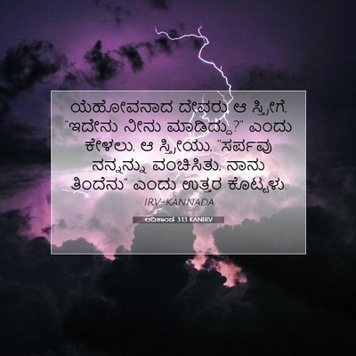 Picture 07 - ಆದಿಕಾಂಡ 3:13 KANIRV - ಯೆಹೋವನಾದ ದೇವರು ಆ - Bible Verse Picture