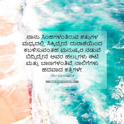 Picture 07 - ಕೀರ್ತನೆಗಳು 57:4 KANIRV - ನಾನು ಸಿಂಹಗಳಂತಿರುವ - Bible Verse Picture