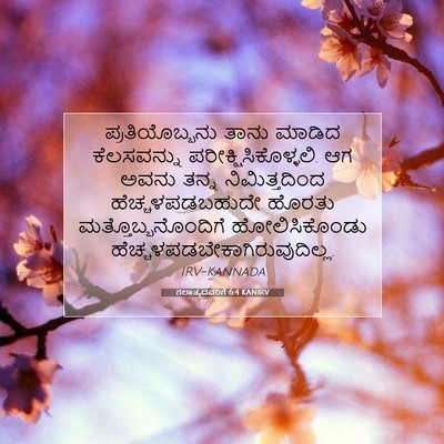 Picture 07 - ಗಲಾತ್ಯದವರಿಗೆ 6:4 KANIRV - ಪ್ರತಿಯೊಬ್ಬನು ತಾನು - Bible Verse Picture