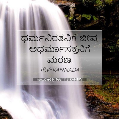 Picture 07 - ಜ್ಞಾನೋಕ್ತಿಗಳು 11:19 KANIRV - ಧರ್ಮನಿರತನಿಗೆ ಜೀವ, - Bible Verse Picture