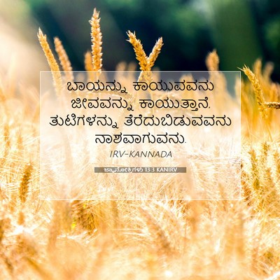 Picture 07 - ಜ್ಞಾನೋಕ್ತಿಗಳು 13:3 KANIRV - ಬಾಯನ್ನು ಕಾಯುವವನು - Bible Verse Picture