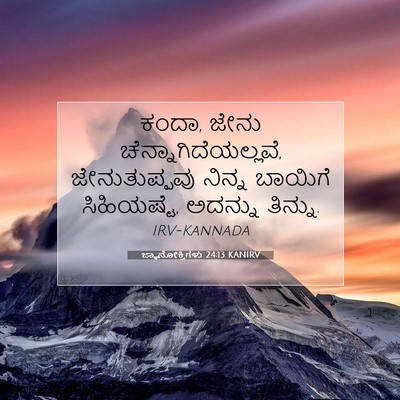 Picture 07 - ಜ್ಞಾನೋಕ್ತಿಗಳು 24:13 KANIRV - ಕಂದಾ, ಜೇನು - Bible Verse Picture