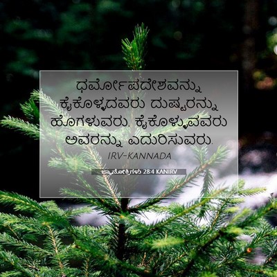 Picture 07 - ಜ್ಞಾನೋಕ್ತಿಗಳು 28:4 KANIRV - ಧರ್ಮೋಪದೇಶವನ್ನು - Bible Verse Picture